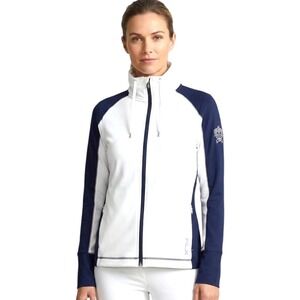 RLX Ralph Lauren Wicking Zip Performance Golf Jacket White Navy Crest Size Med